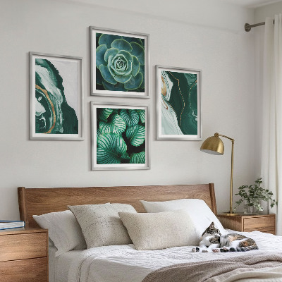 Polittico con cornice Motivi astratti di foglie succulente