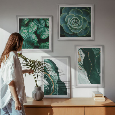 Polittico con cornice Motivi astratti di foglie succulente