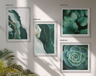 Polittico con cornice Motivi astratti di foglie succulente