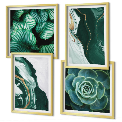 Polittico con cornice Motivi astratti di foglie succulente