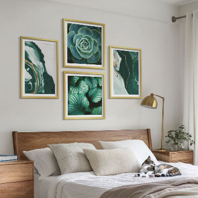Polittico con cornice Motivi astratti di foglie succulente