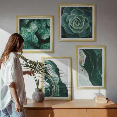 Polittico con cornice Motivi astratti di foglie succulente