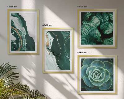Polittico con cornice Motivi astratti di foglie succulente