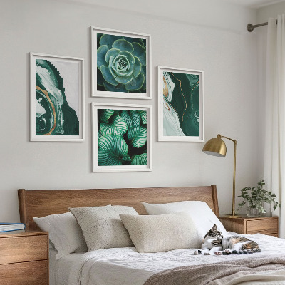 Polittico con cornice Motivi astratti di foglie succulente