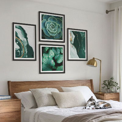 Polittico con cornice Motivi astratti di foglie succulente