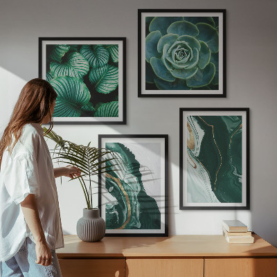 Polittico con cornice Motivi astratti di foglie succulente