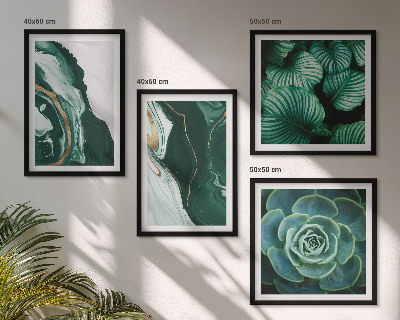 Polittico con cornice Motivi astratti di foglie succulente