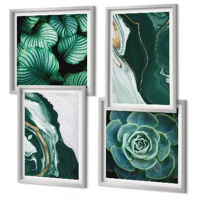 Polittico con cornice Motivi astratti di foglie succulente
