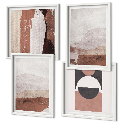 Composizione di 4 quadri Motivi astratti marroni
