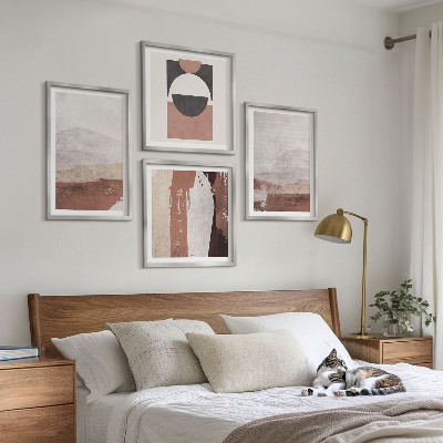 Composizione di 4 quadri Motivi astratti marroni