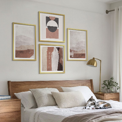 Composizione di 4 quadri Motivi astratti marroni