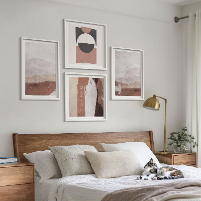 Composizione di 4 quadri Motivi astratti marroni
