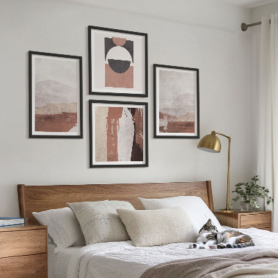 Composizione di 4 quadri Motivi astratti marroni