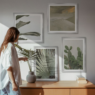 Composizione di 4 quadri Foglie di piante tropicali color pastello