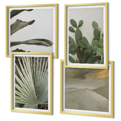 Composizione di 4 quadri Foglie di piante tropicali color pastello