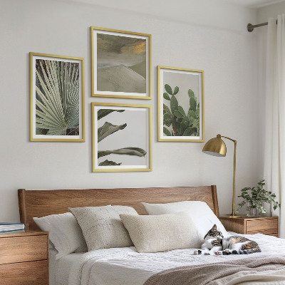 Composizione di 4 quadri Foglie di piante tropicali color pastello