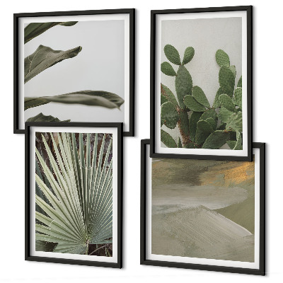 Composizione di 4 quadri Foglie di piante tropicali color pastello