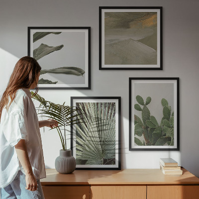 Composizione di 4 quadri Foglie di piante tropicali color pastello