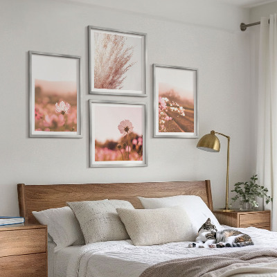 Composizione di 4 quadri Fiori selvatici nei prati d'estate