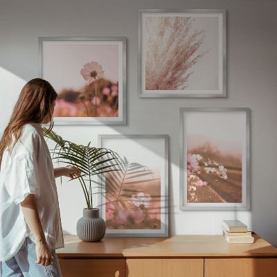 Composizione di 4 quadri Fiori selvatici nei prati d'estate