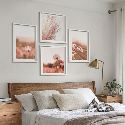 Composizione di 4 quadri Fiori selvatici nei prati d'estate