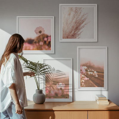 Composizione di 4 quadri Fiori selvatici nei prati d'estate