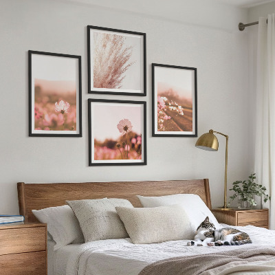 Composizione di 4 quadri Fiori selvatici nei prati d'estate