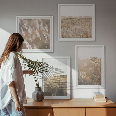 Polittico con cornice Paesaggio erba fiori calore