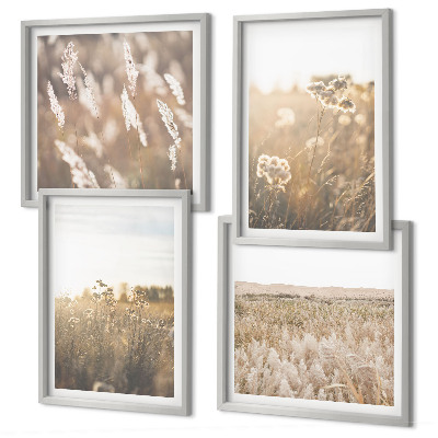 Polittico con cornice Paesaggio erba fiori calore