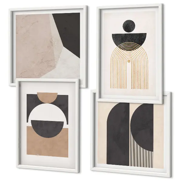 Galleria a parete forme astratte nei toni del beige e marrone