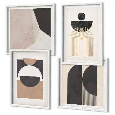 Galleria a parete forme astratte nei toni del beige e marrone