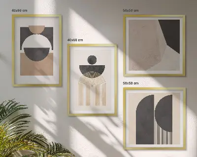 Galleria a parete forme astratte nei toni del beige e marrone