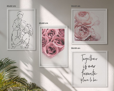 Composizione di 4 quadri Mazzi di rose disegnati a mano per la famiglia