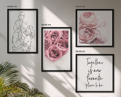 Composizione di 4 quadri Mazzi di rose disegnati a mano per la famiglia