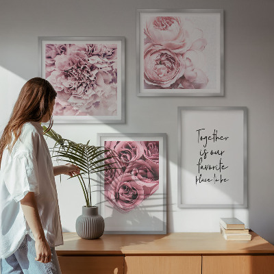 Polittico con cornice Fiori mazzi di rose scritta a casa