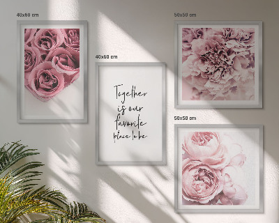 Polittico con cornice Fiori mazzi di rose scritta a casa