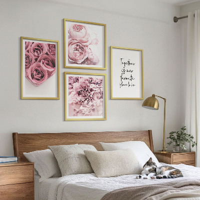 Polittico con cornice Fiori mazzi di rose scritta a casa
