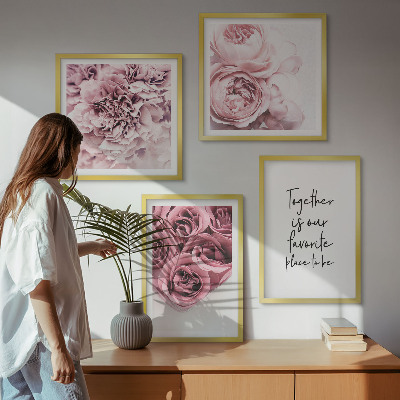 Polittico con cornice Fiori mazzi di rose scritta a casa
