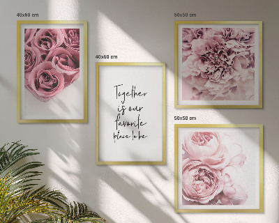 Polittico con cornice Fiori mazzi di rose scritta a casa