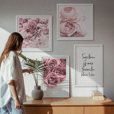 Polittico con cornice Fiori mazzi di rose scritta a casa