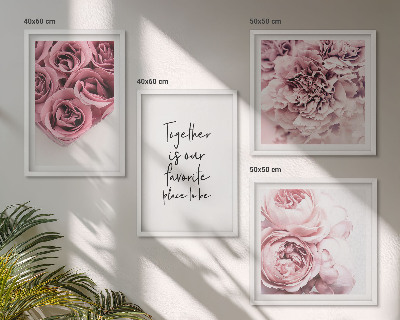 Polittico con cornice Fiori mazzi di rose scritta a casa