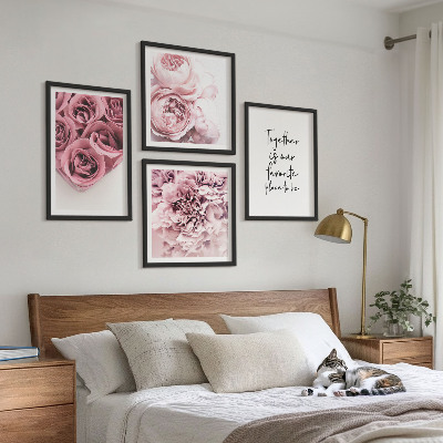 Polittico con cornice Fiori mazzi di rose scritta a casa