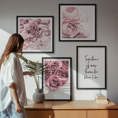Polittico con cornice Fiori mazzi di rose scritta a casa