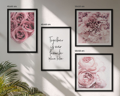 Polittico con cornice Fiori mazzi di rose scritta a casa