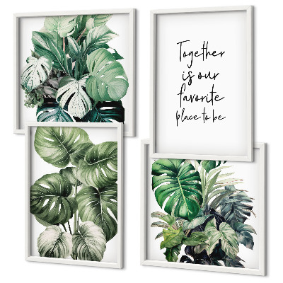 Galleria a parete Decorazione con foglie tropicali verdi