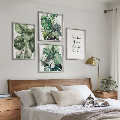Galleria a parete Decorazione con foglie tropicali verdi