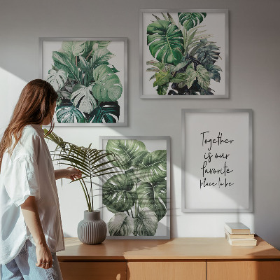 Galleria a parete Decorazione con foglie tropicali verdi