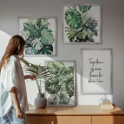 Decorazione a parete con foglie tropicali versione con foglie verdi
