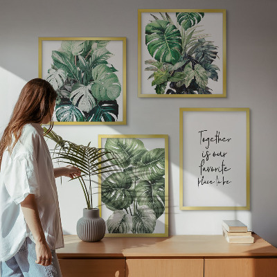 Galleria a parete Decorazione con foglie tropicali verdi