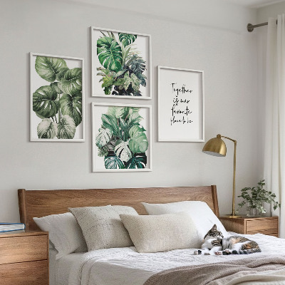 Galleria a parete Decorazione con foglie tropicali verdi